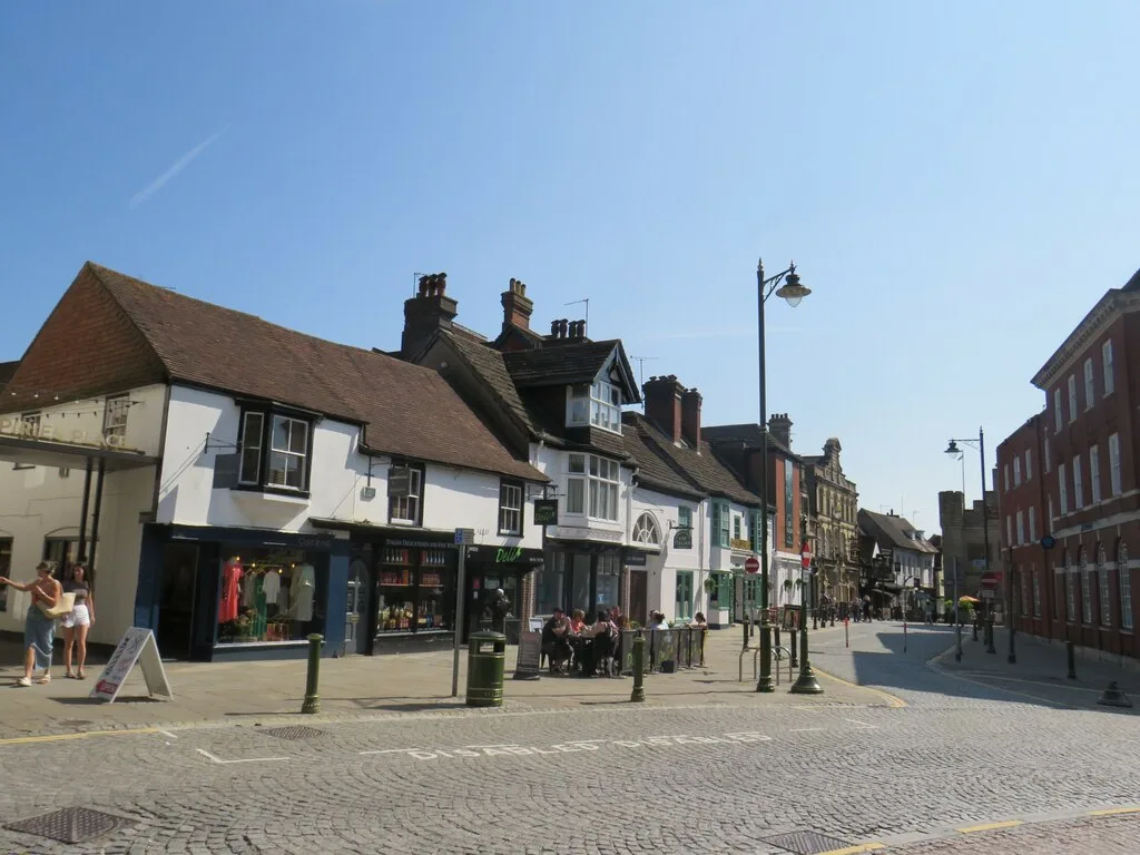 The Carfax, where the Christmas market days are held. It does not show the market or the Christmas decorations.