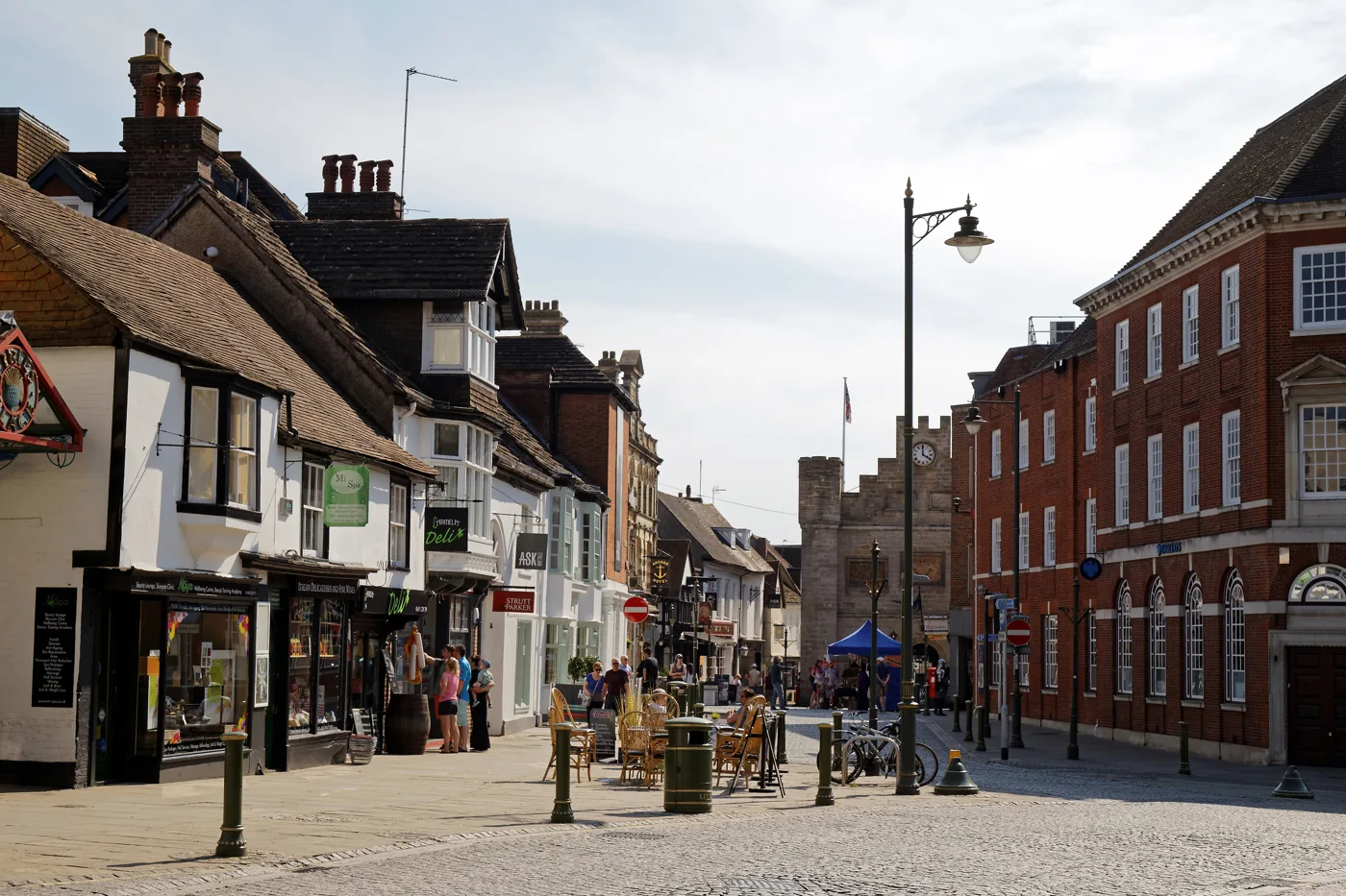 The Carfax and South Street in Horsham town centre, where cafes and restaurants swept July's top hygiene scores