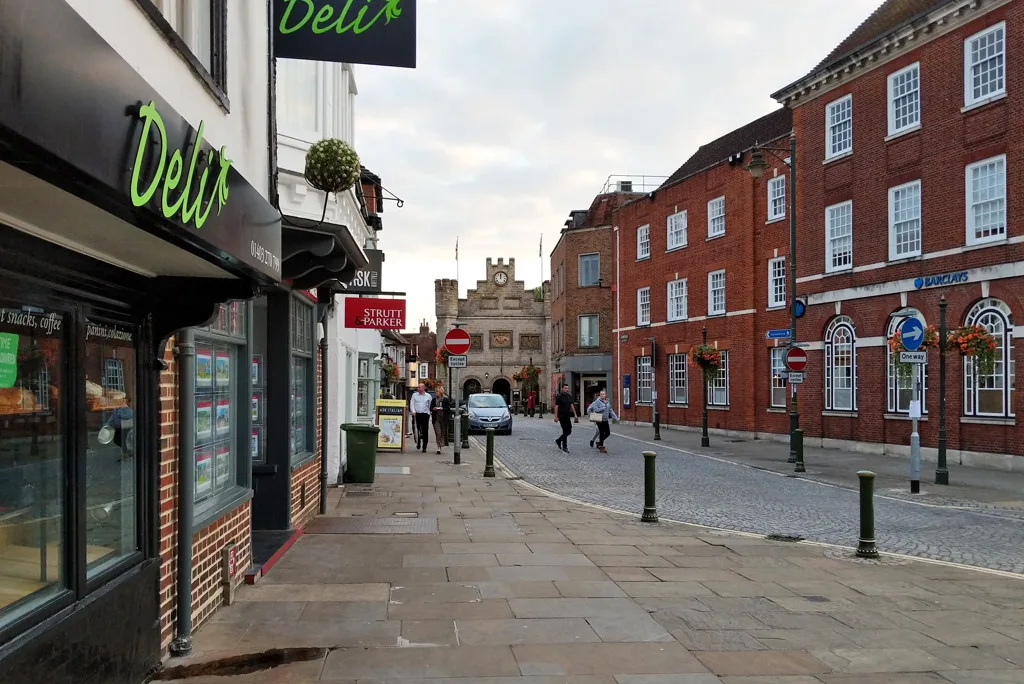 Market Square, Horsham, looking towards the Old Town Hall